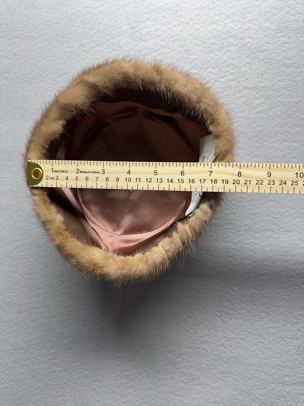 Vintage Designed by Lora Light Brown Mink Fur Pillbox Hat